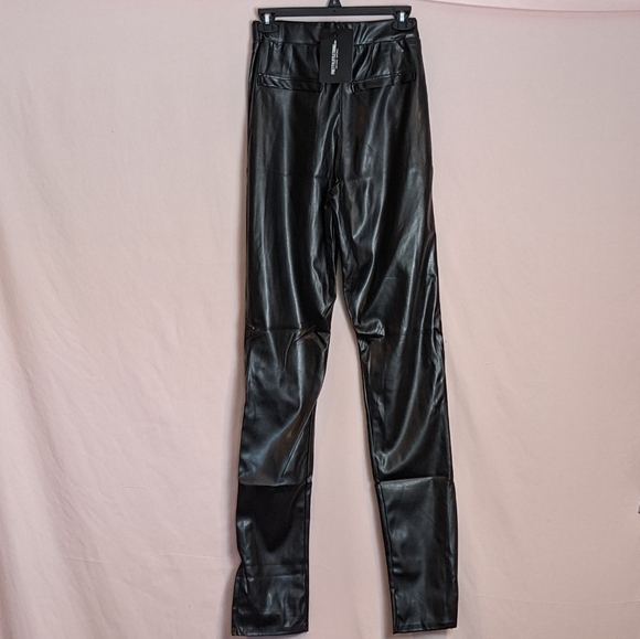 PrettyLittleThing Faux Leather Split Hem Trousers size 6 - Picture 6 of 9